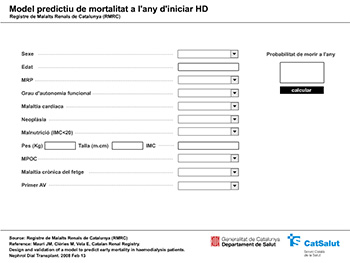 Model predictiu de mortalitat a l'any d'iniciar HD